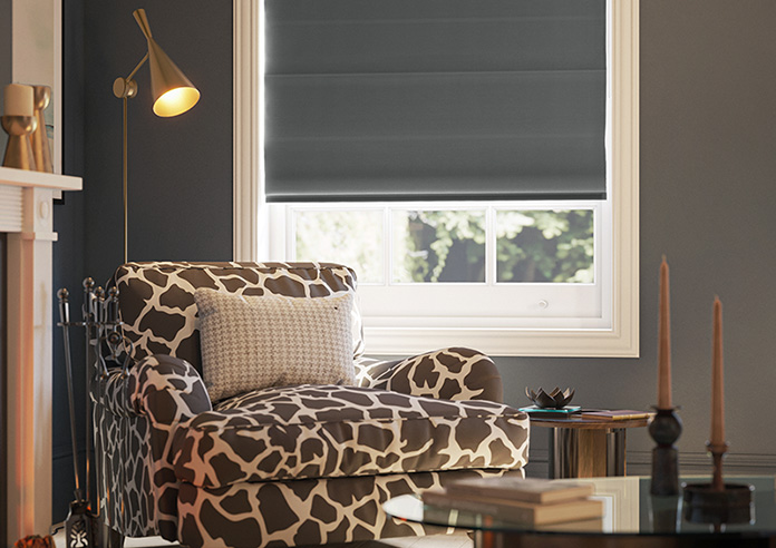 Kyoto Faux Silk, Anthracite - Motorised Roman Blind - Image 5